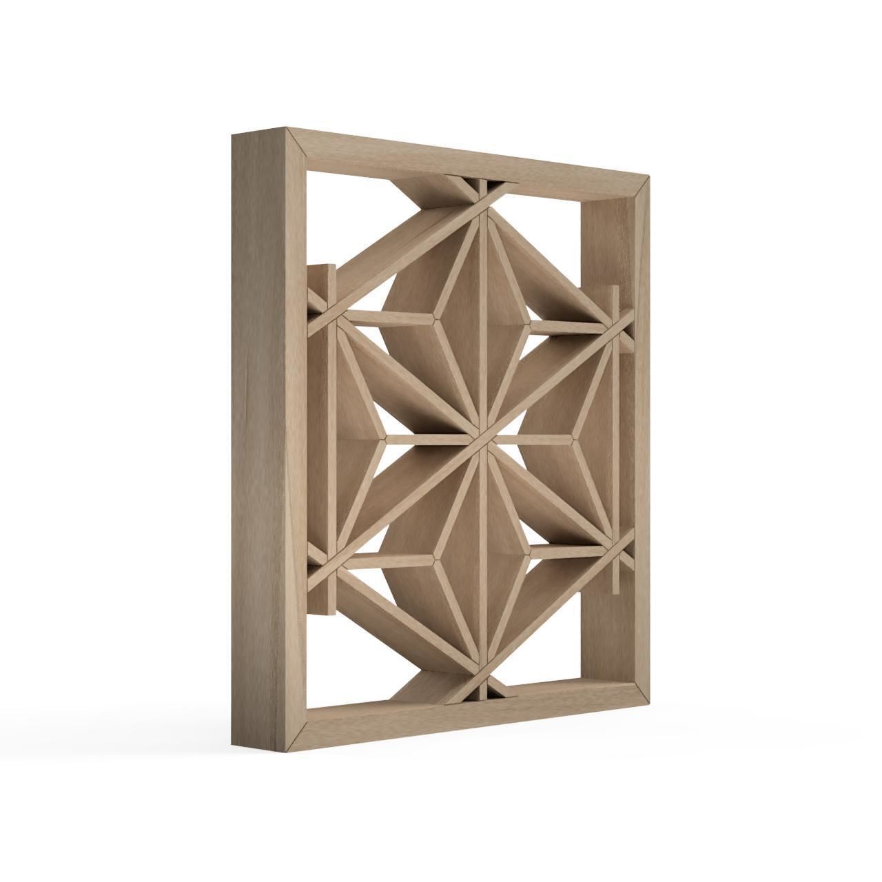 Asanoha wooden frame with geometric design 3D print model_2
