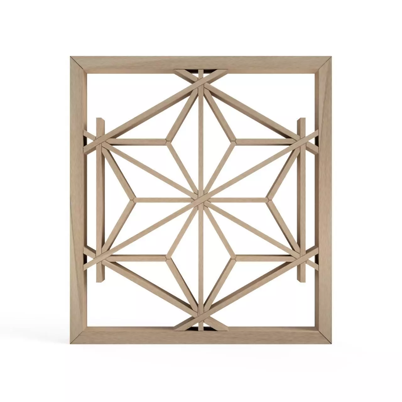 Asanoha wooden frame with geometric design 3D print model_0