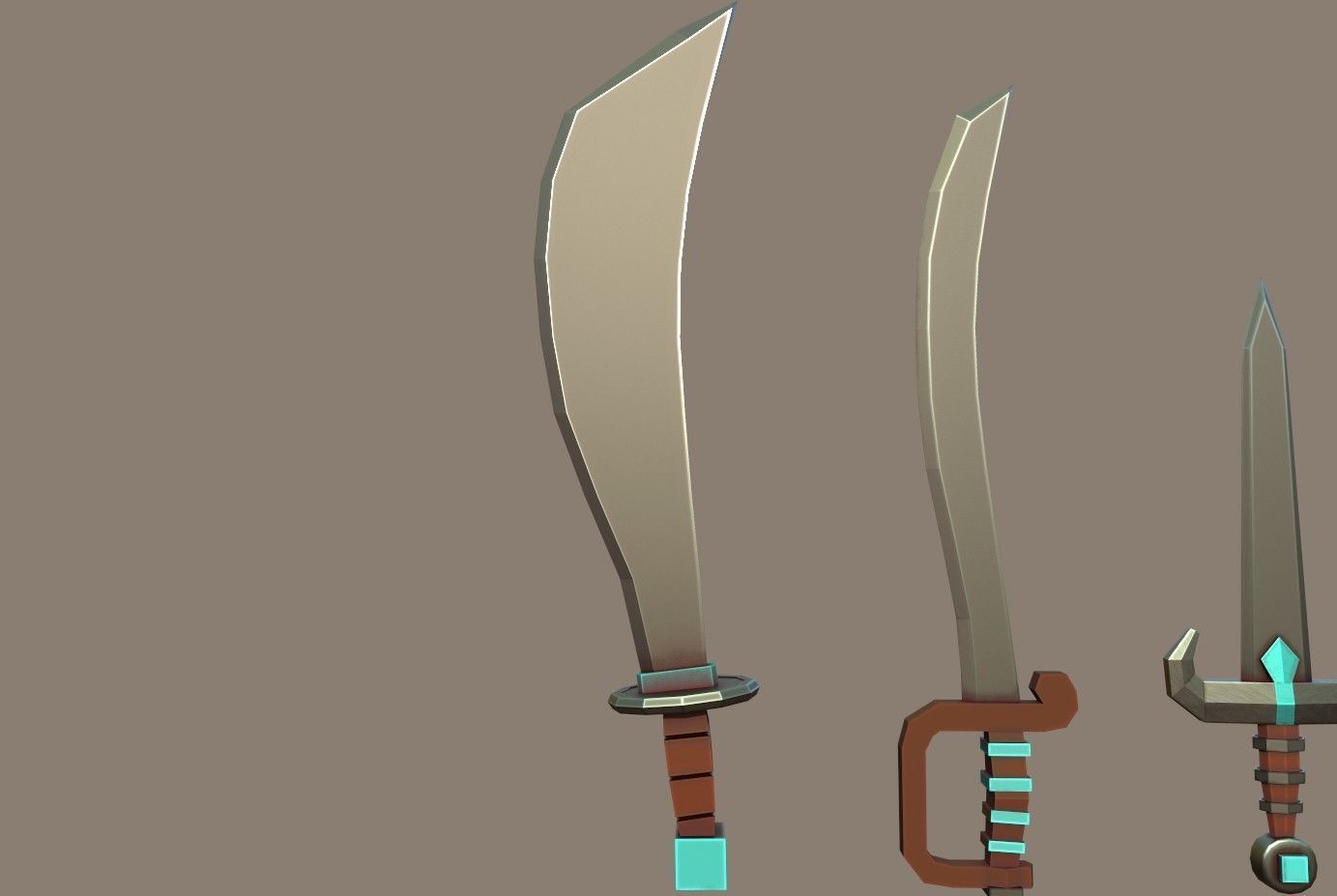 Knife Pack Low-poly 3D model_16