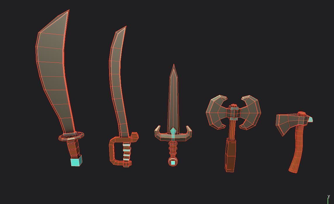 Knife Pack Low-poly 3D model_6
