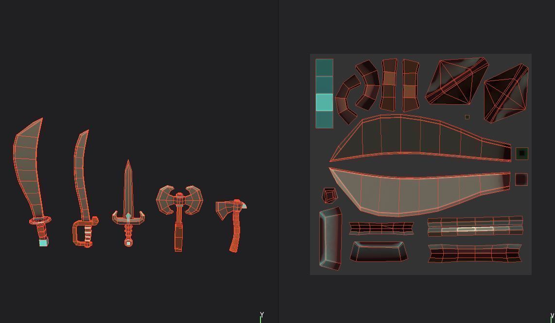 Knife Pack Low-poly 3D model_7