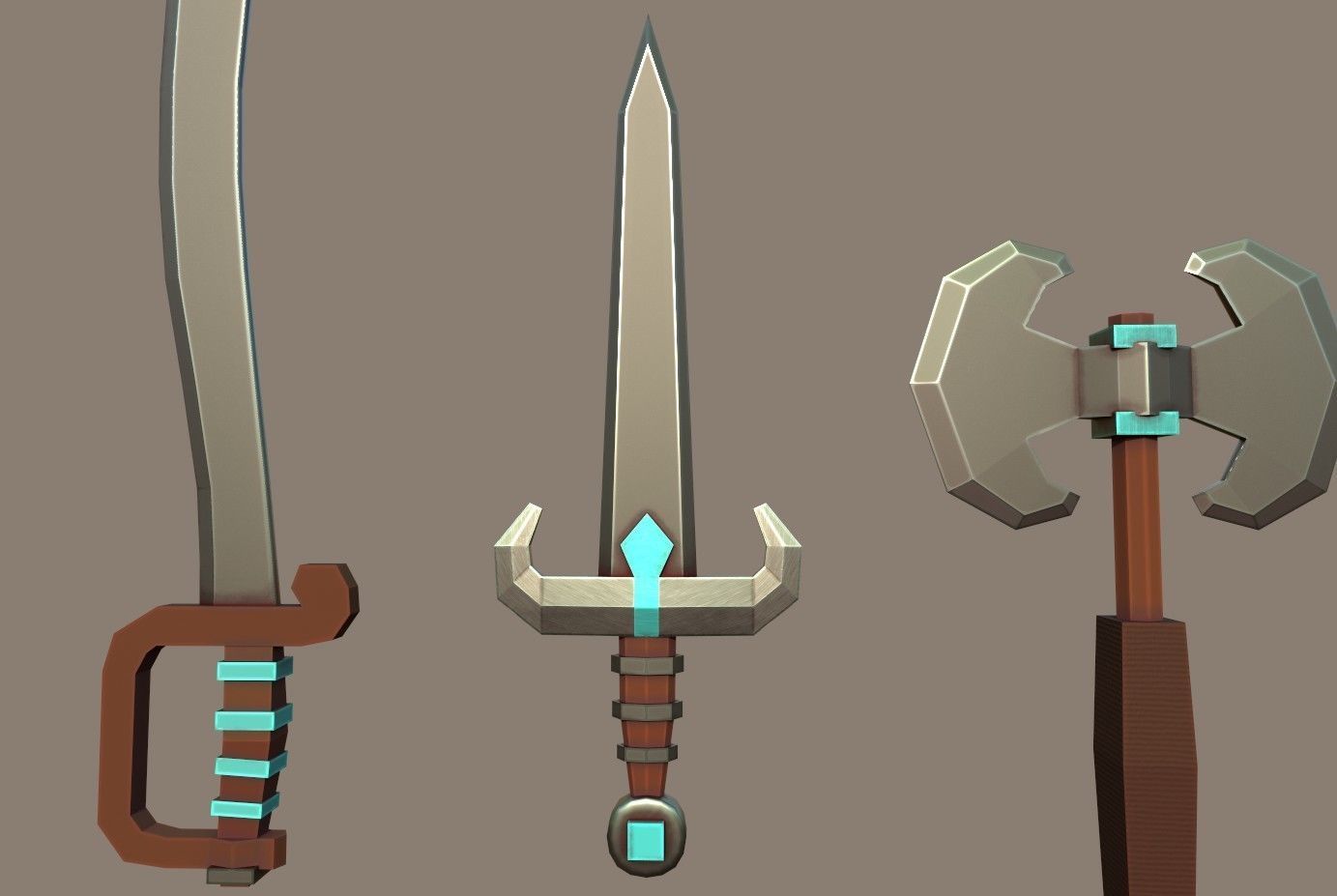 Knife Pack Low-poly 3D model_14