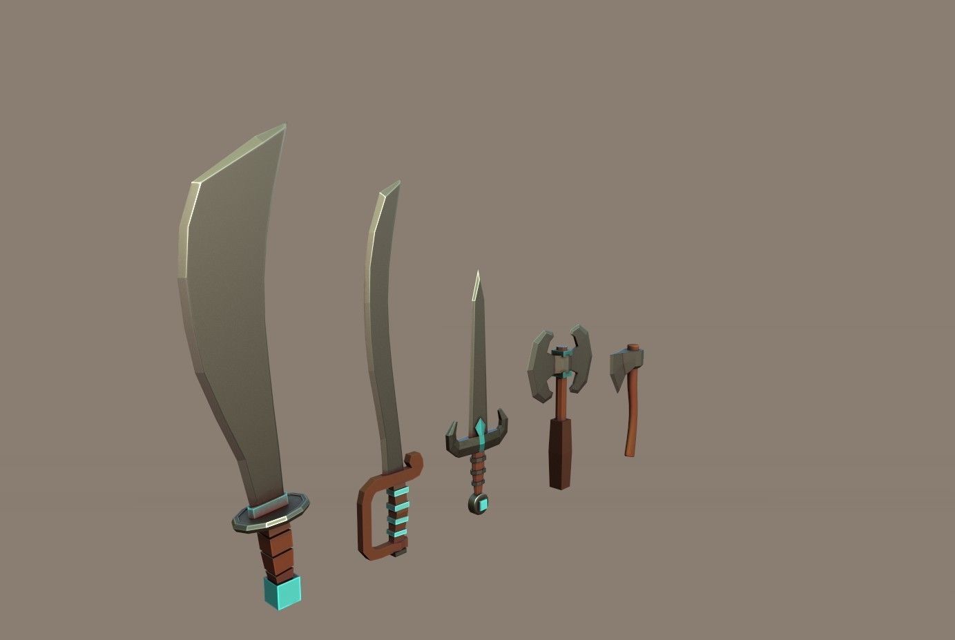 Knife Pack Low-poly 3D model_20