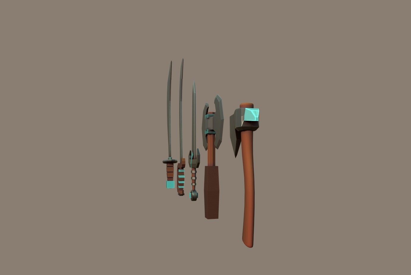 Knife Pack Low-poly 3D model_17