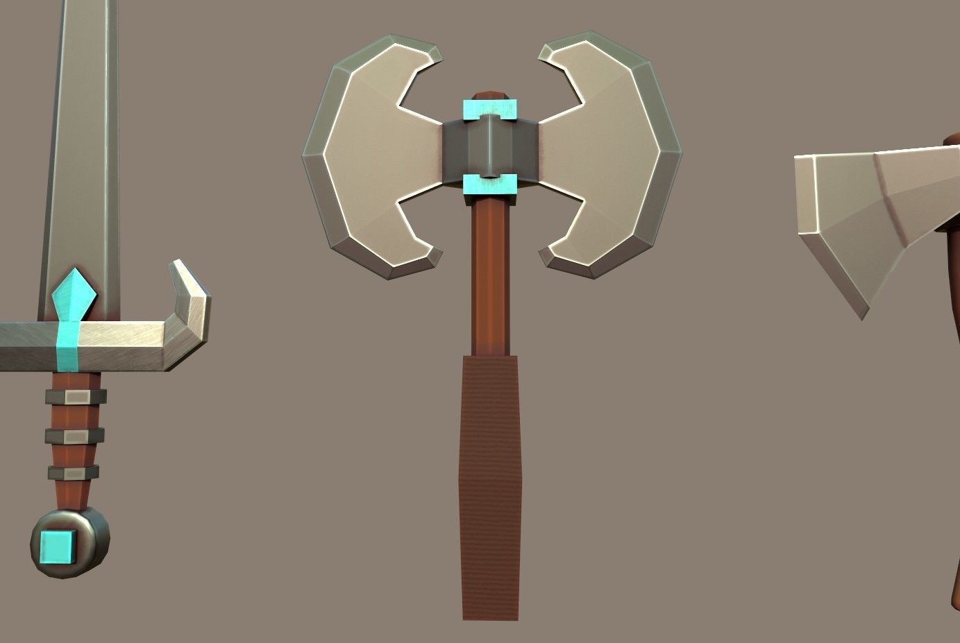 Knife Pack Low-poly 3D model_13