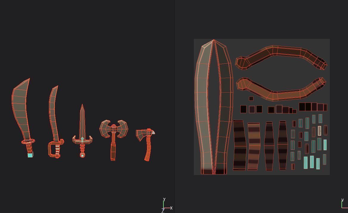 Knife Pack Low-poly 3D model_8