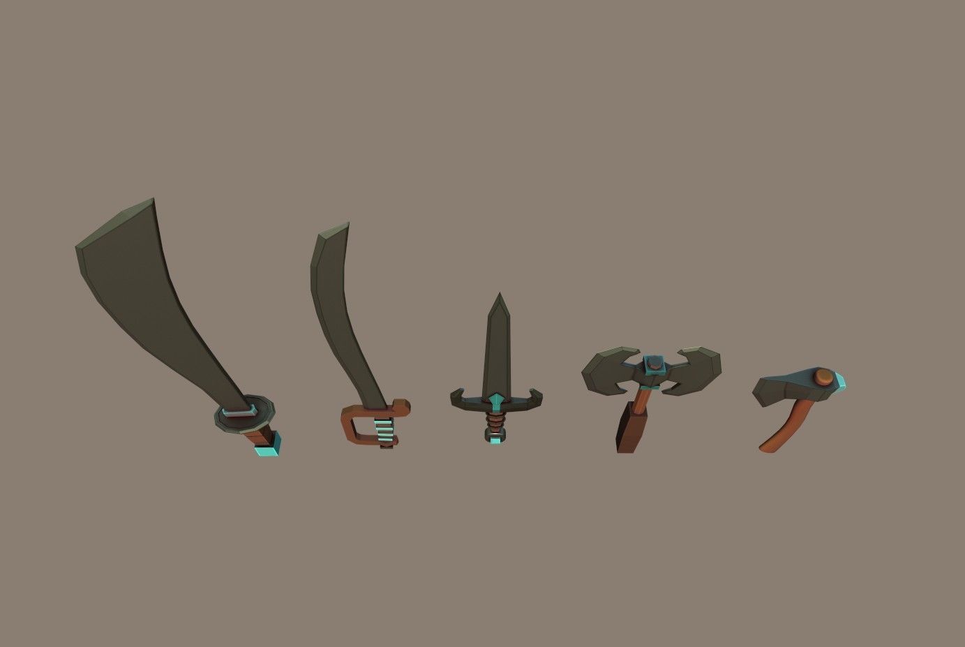 Knife Pack Low-poly 3D model_5