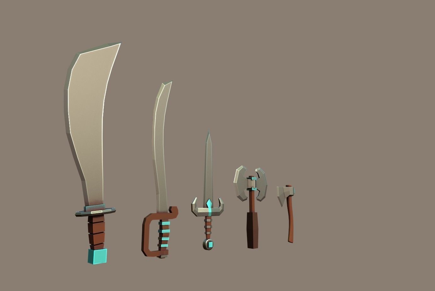 Knife Pack Low-poly 3D model_2
