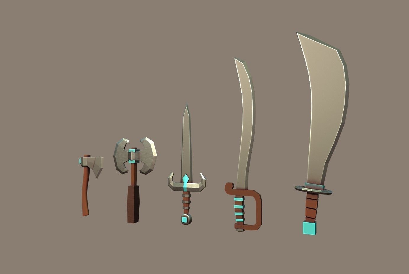Knife Pack Low-poly 3D model_19