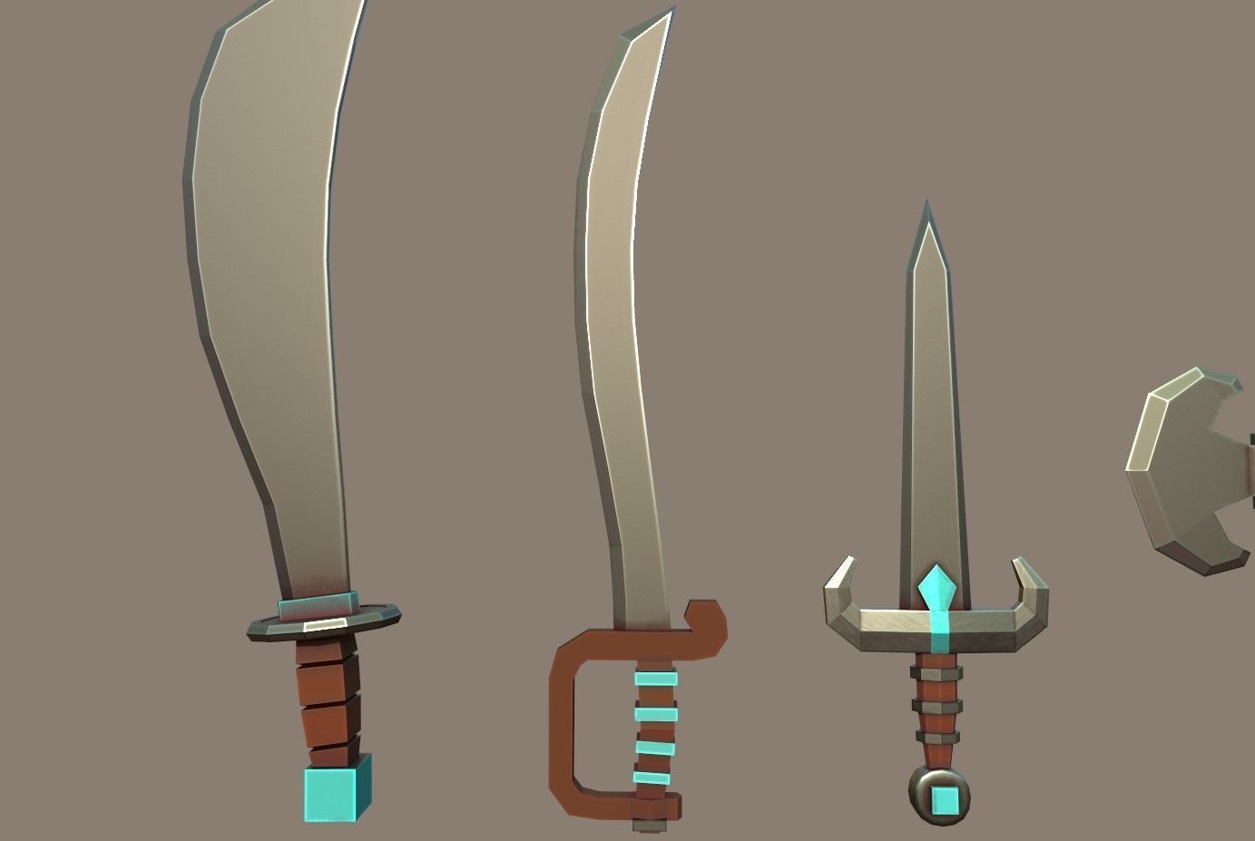 Knife Pack Low-poly 3D model_15