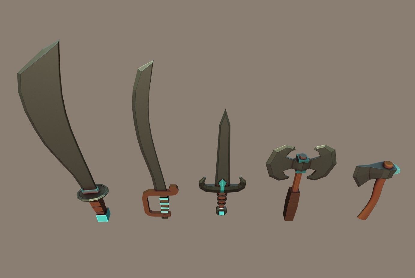 Knife Pack Low-poly 3D model_23