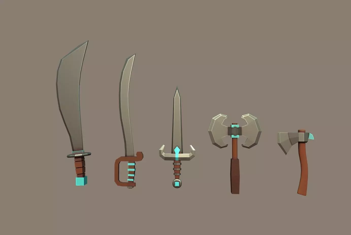 Knife Pack Low-poly 3D model_0