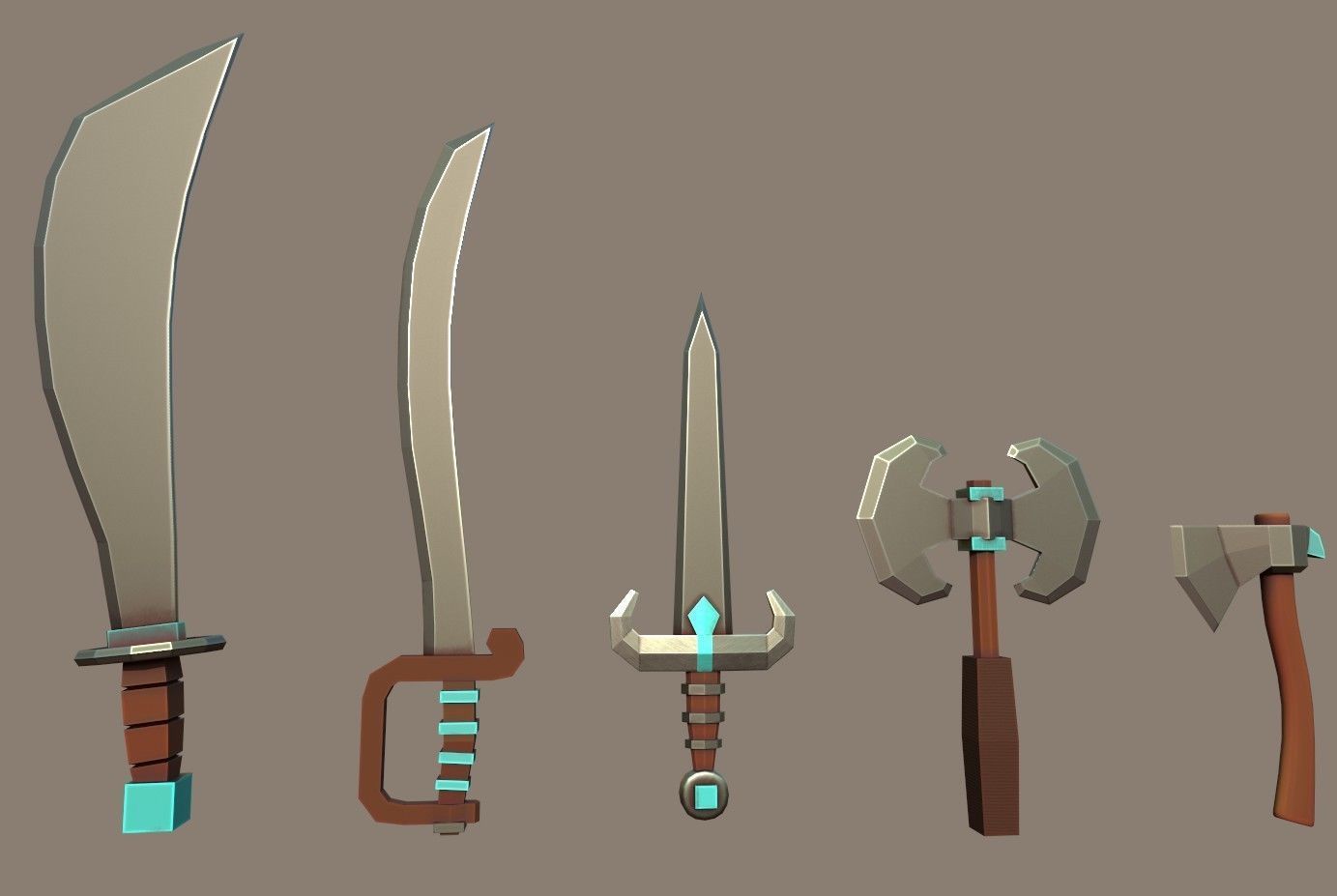 Knife Pack Low-poly 3D model_3