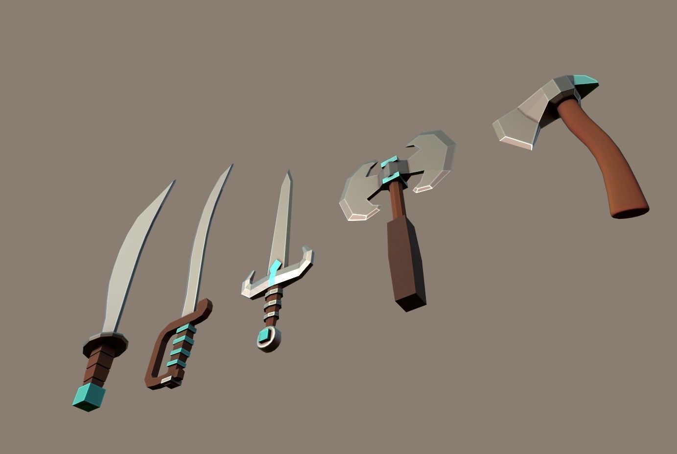 Knife Pack Low-poly 3D model_22