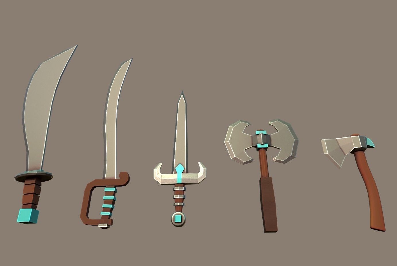 Knife Pack Low-poly 3D model_21