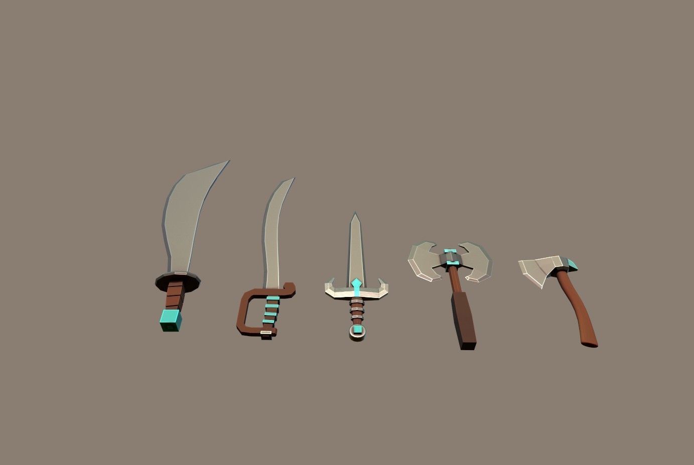 Knife Pack Low-poly 3D model_4