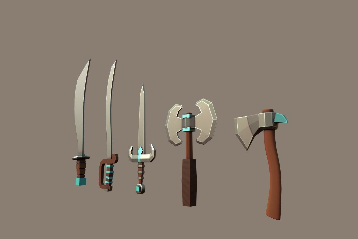 Knife Pack Low-poly 3D model_1