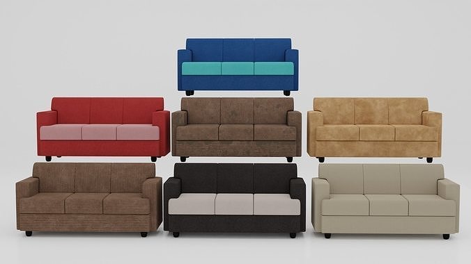 Couch set of different colored sofas Low-poly 3D model