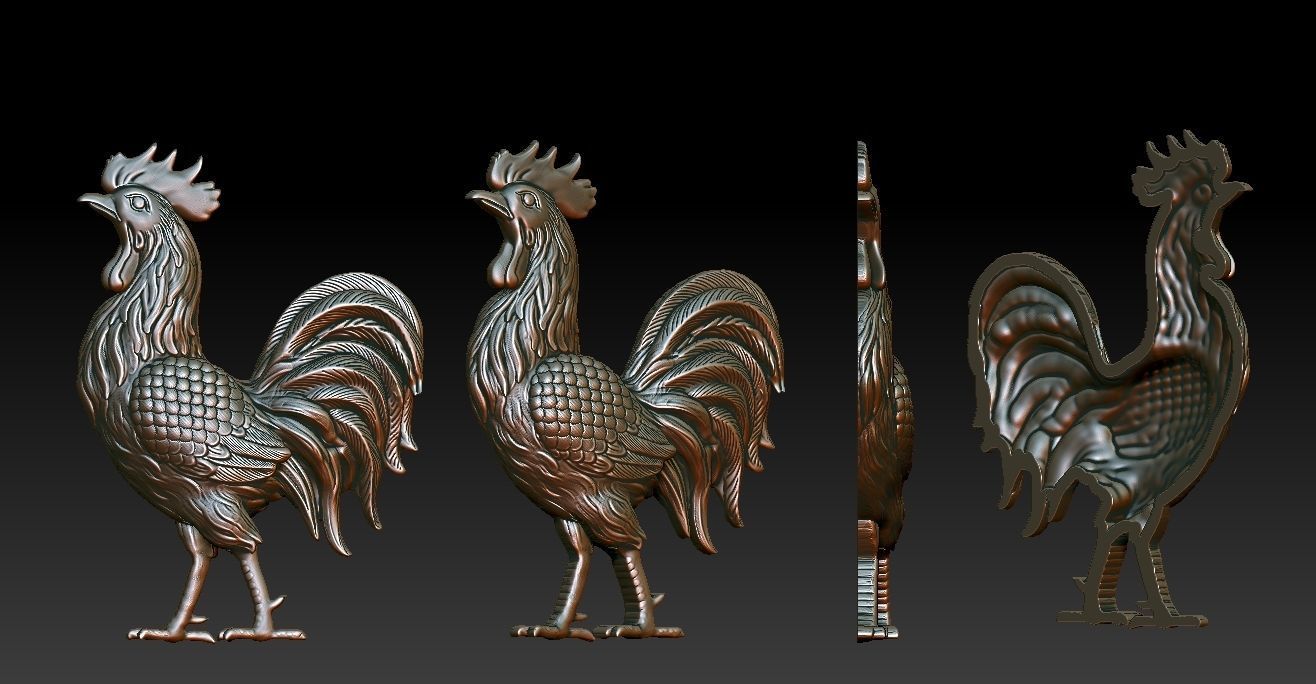 Rooster reliefs  3D Print model 3D print model_2