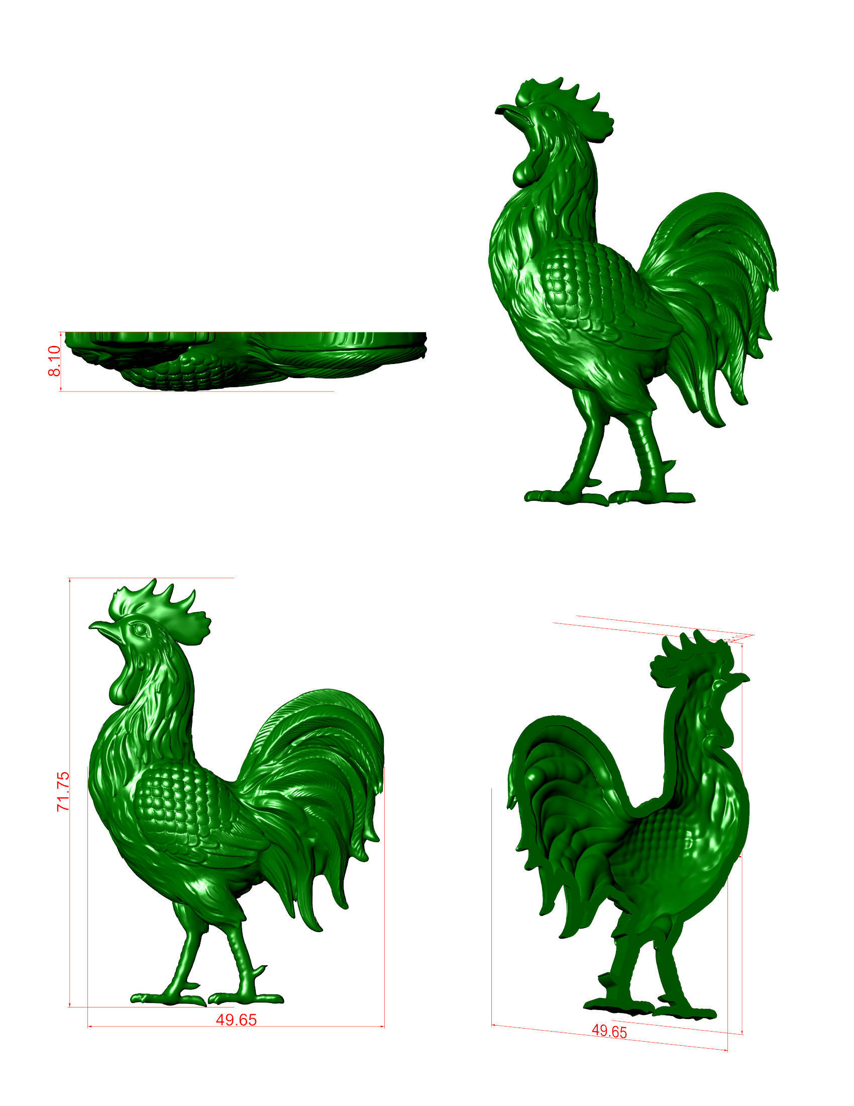 Rooster reliefs  3D Print model 3D print model_3