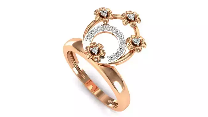 Ring-157 rose gold ring with diamonds 3D print model