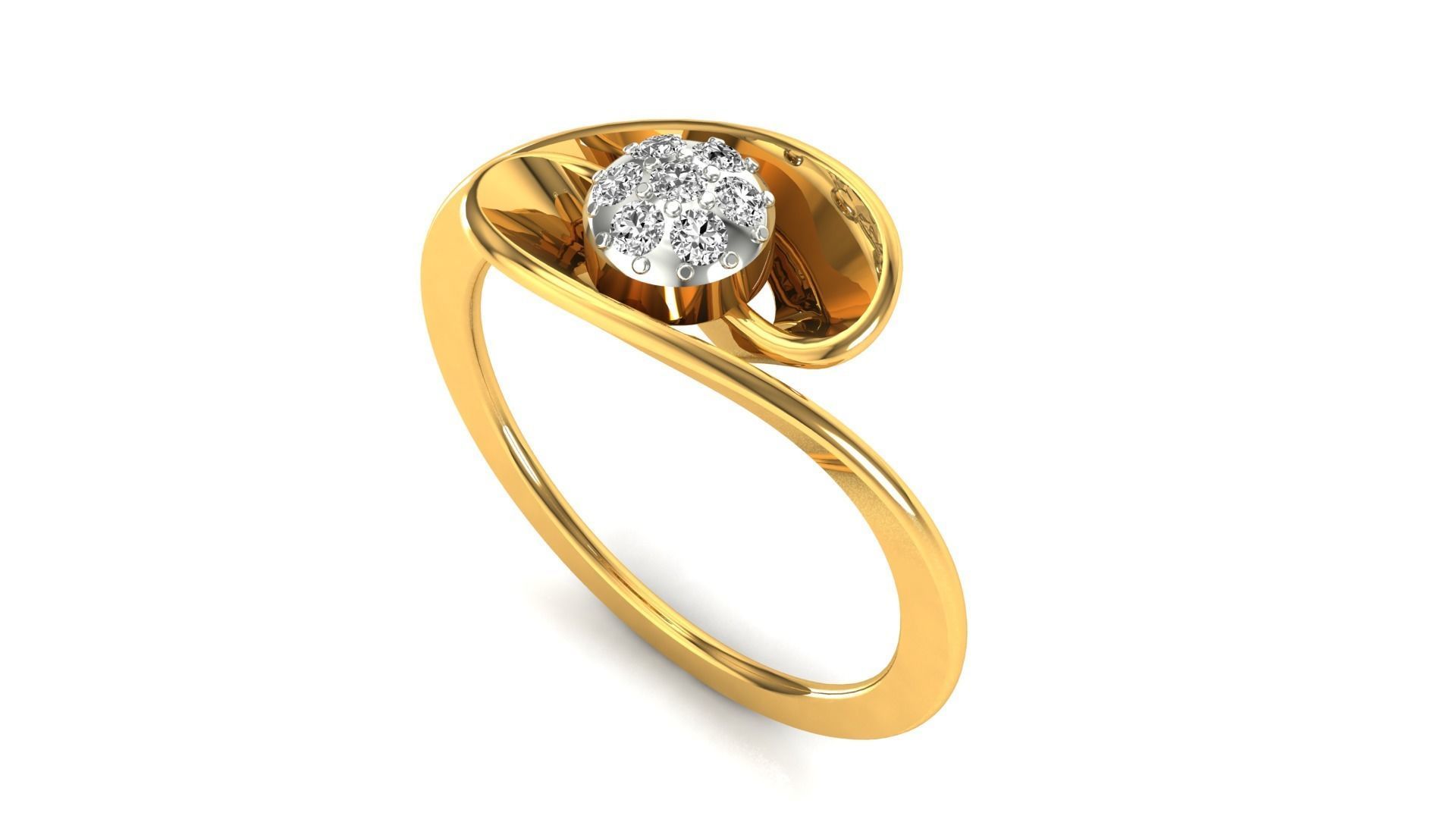 Ring-149 diamond ring in rose gold 3D print model_5