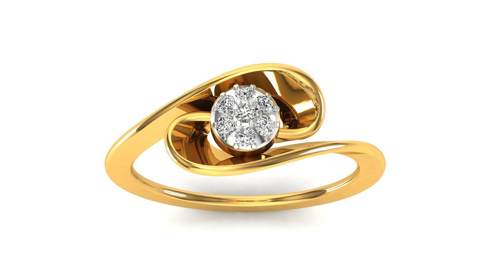 Ring-149 diamond ring in rose gold 3D print model_22