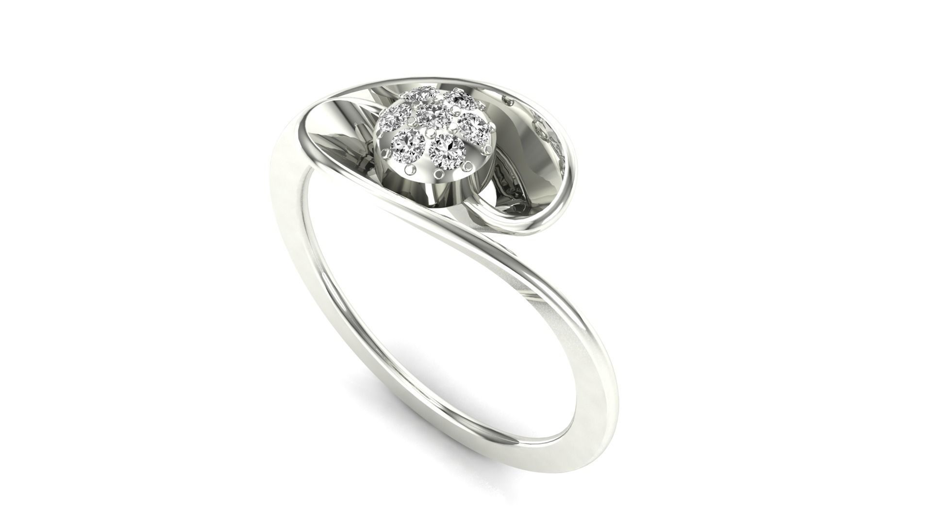 Ring-149 diamond ring in rose gold 3D print model_3