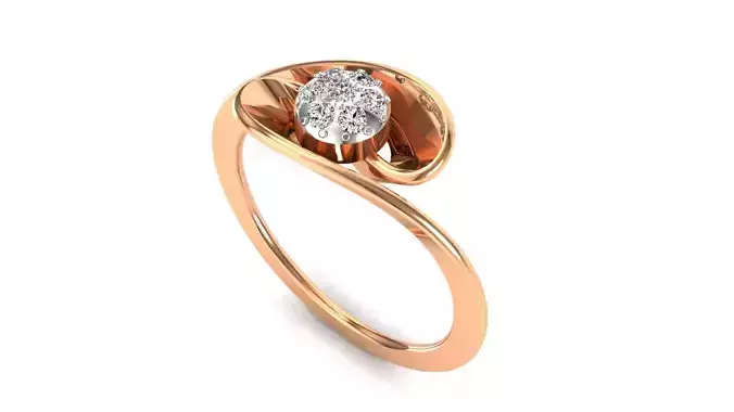Ring-149 diamond ring in rose gold 3D print model
