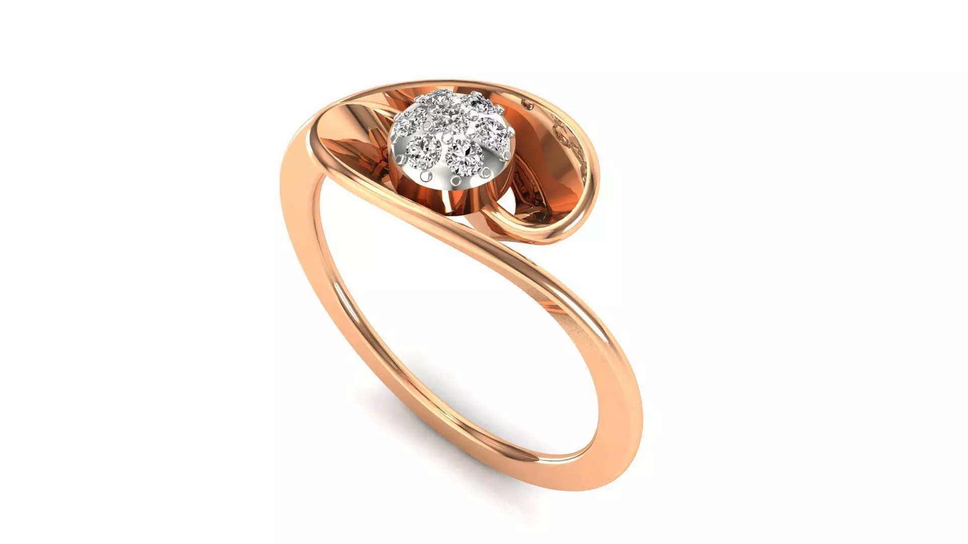 Ring-149 diamond ring in rose gold 3D print model_0