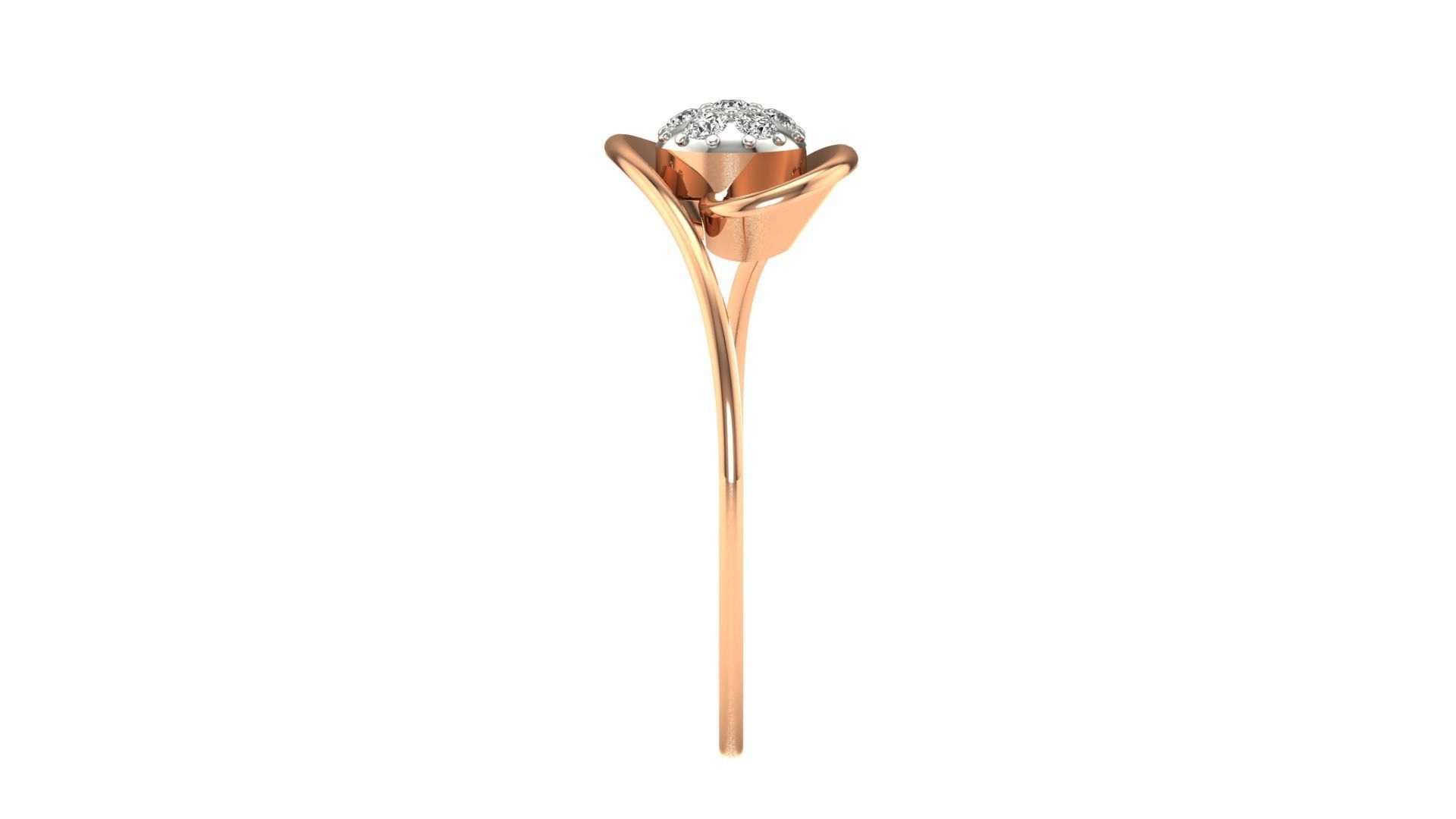 Ring-149 diamond ring in rose gold 3D print model_13