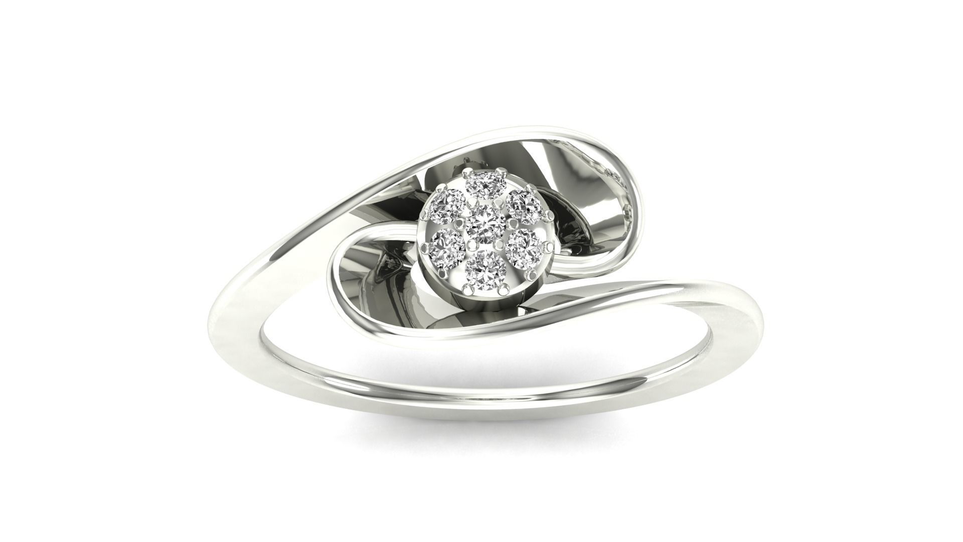 Ring-149 diamond ring in rose gold 3D print model_21