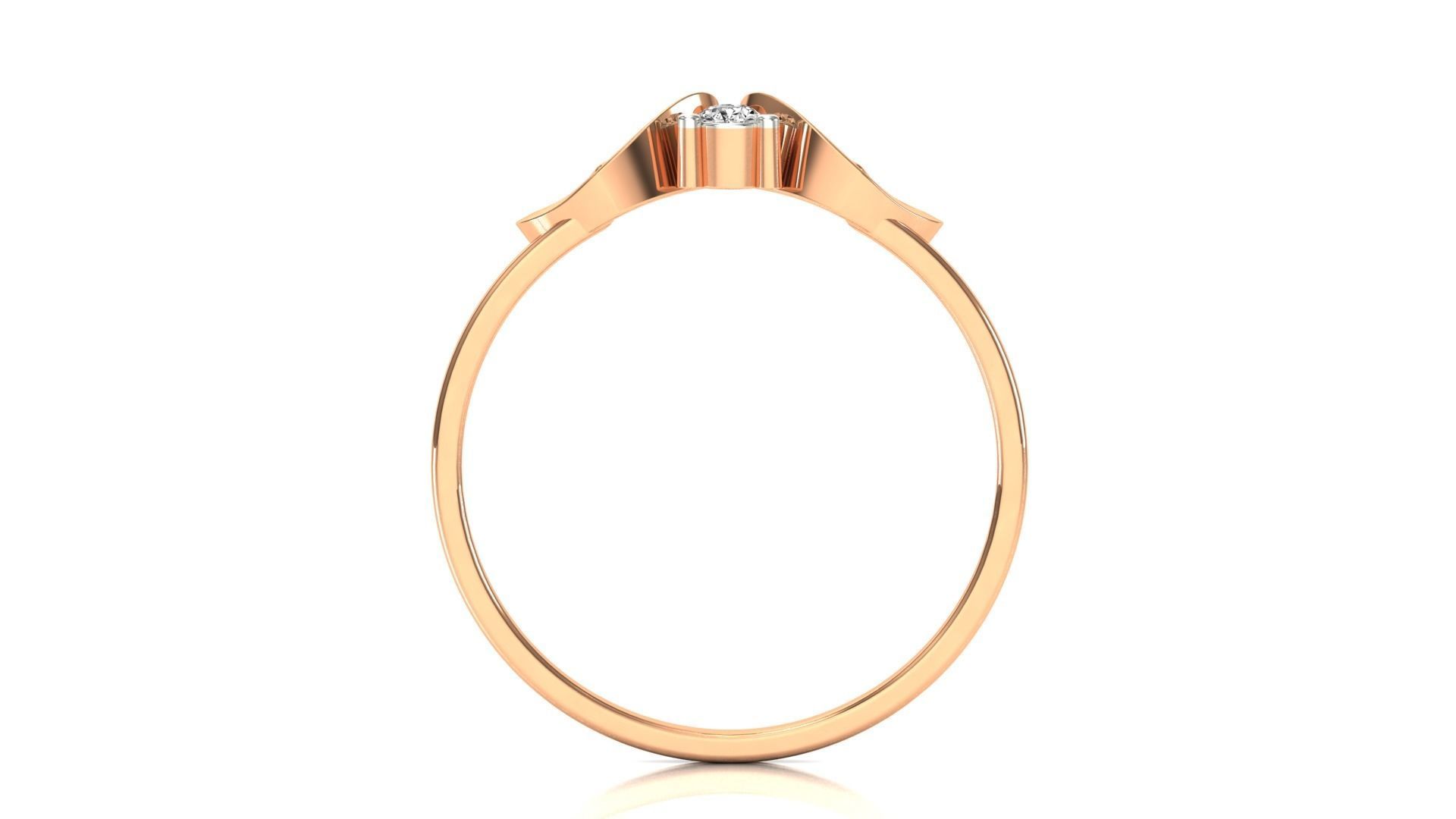 Ring-135 heart shaped diamond ring in rose gold 3D print model_7