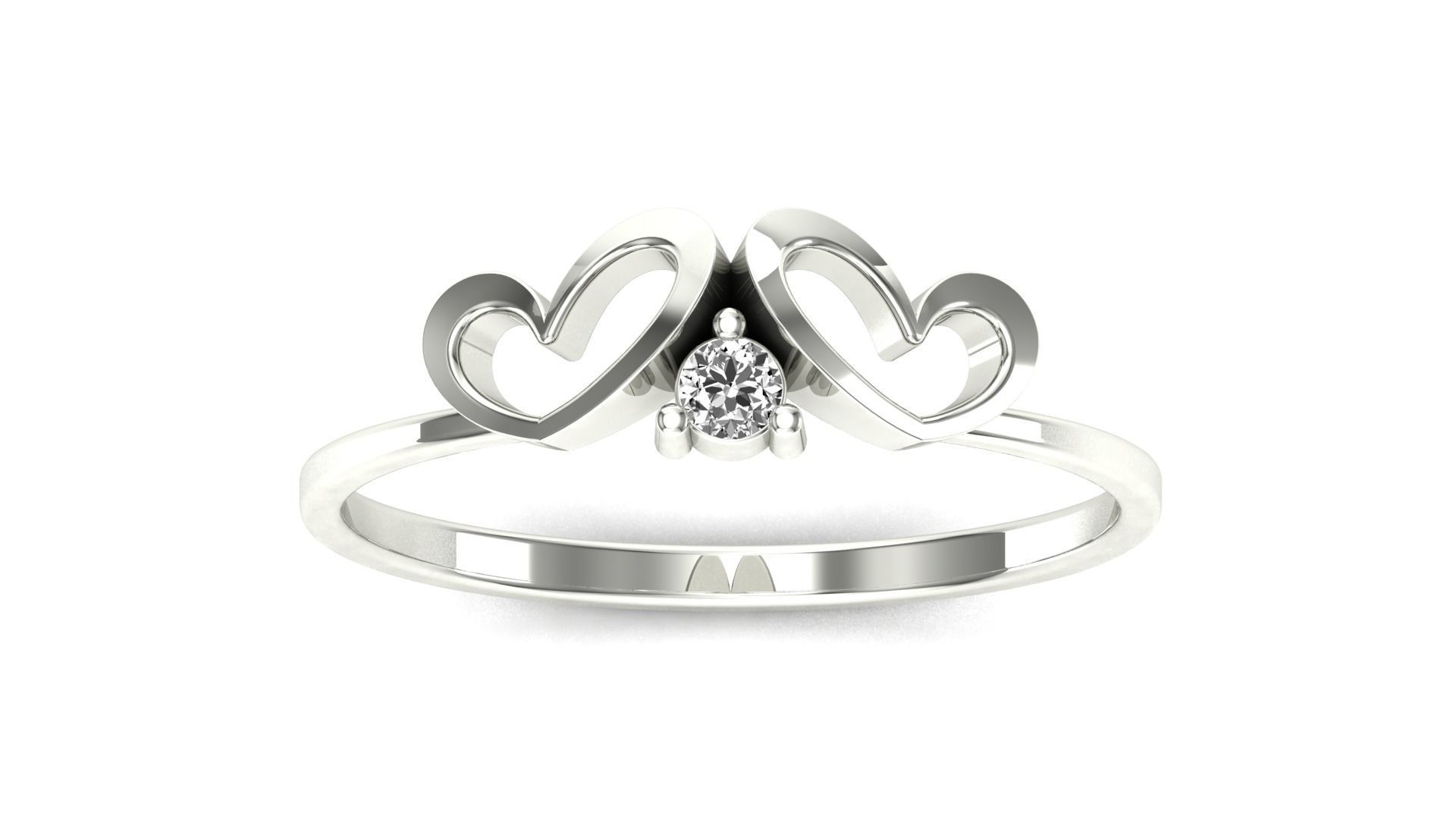 Ring-135 heart shaped diamond ring in rose gold 3D print model_21