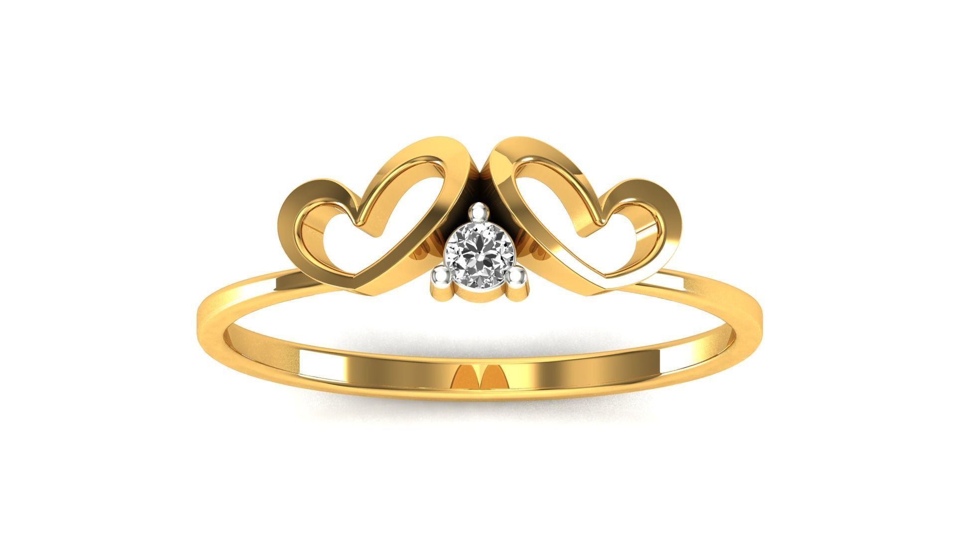 Ring-135 heart shaped diamond ring in rose gold 3D print model_23