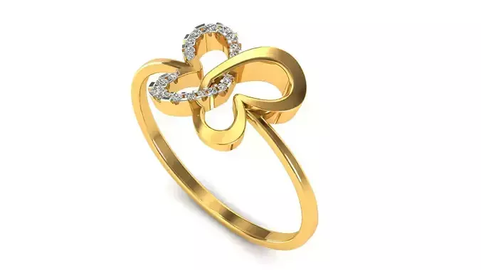 Ring-132 butterfly ring gold with diamonds