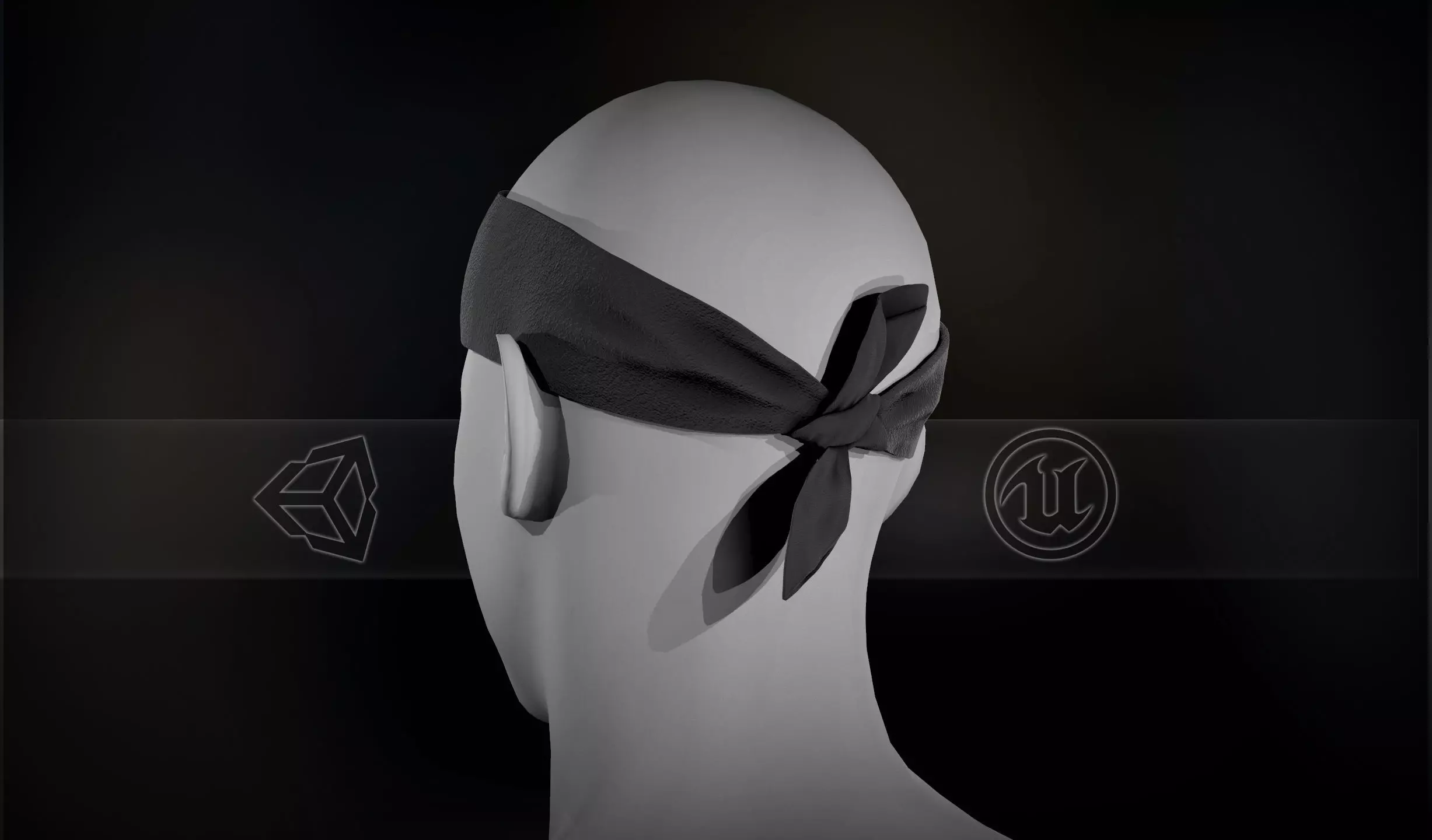 Black Bandana Low-poly 3D model_0