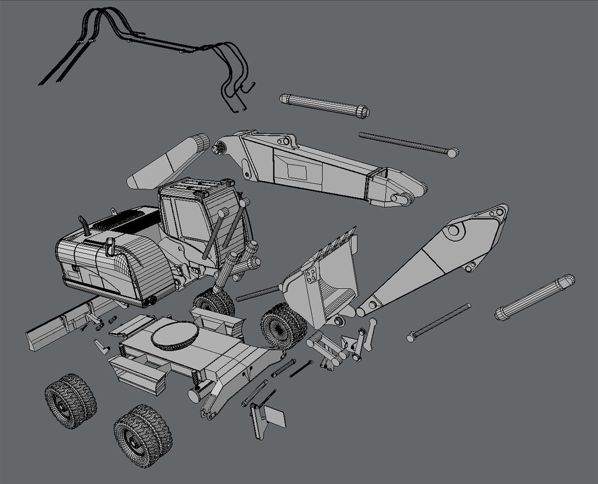 Wheel Excavator Cat 315D 3D model_8