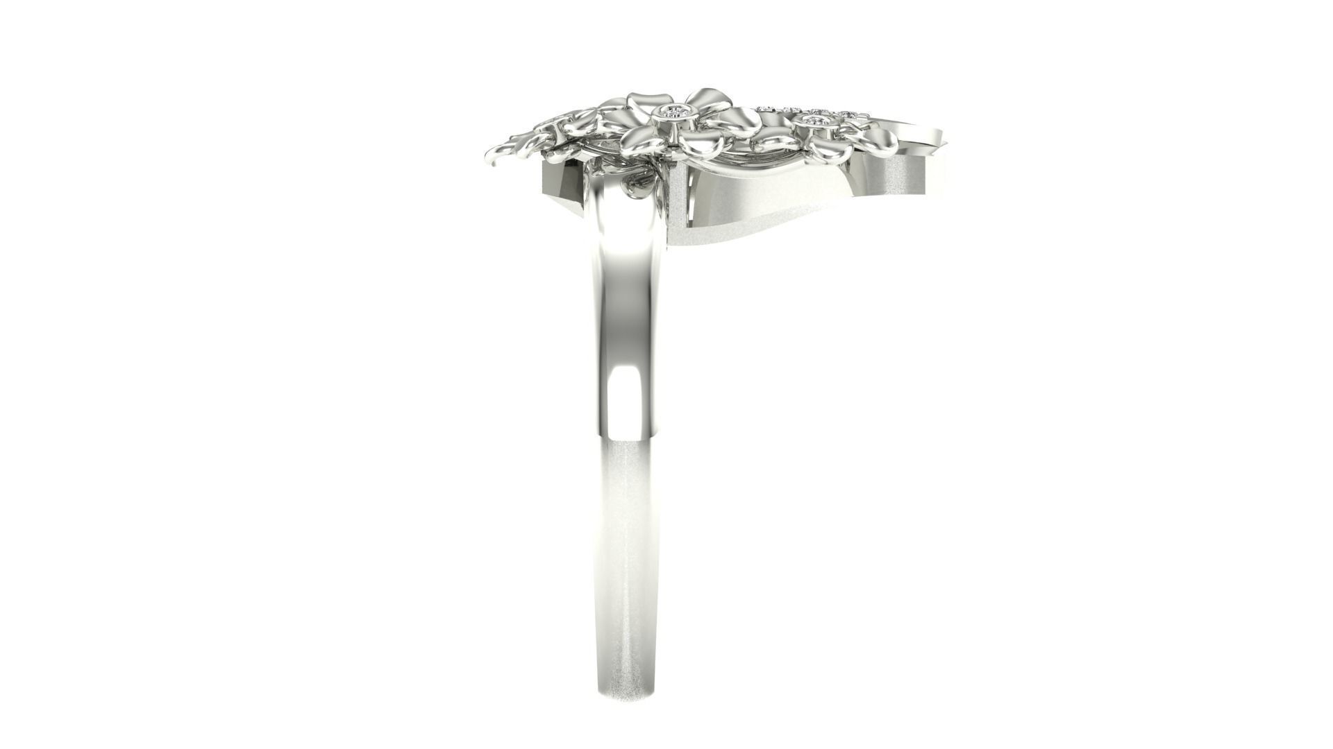 Ring-128 rose gold ring with diamonds 3D print model_15