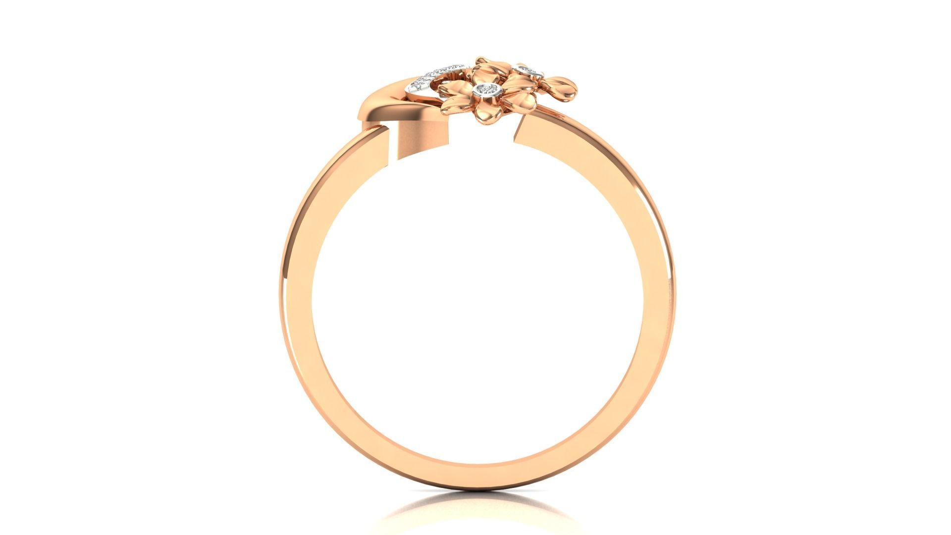 Ring-128 rose gold ring with diamonds 3D print model_7