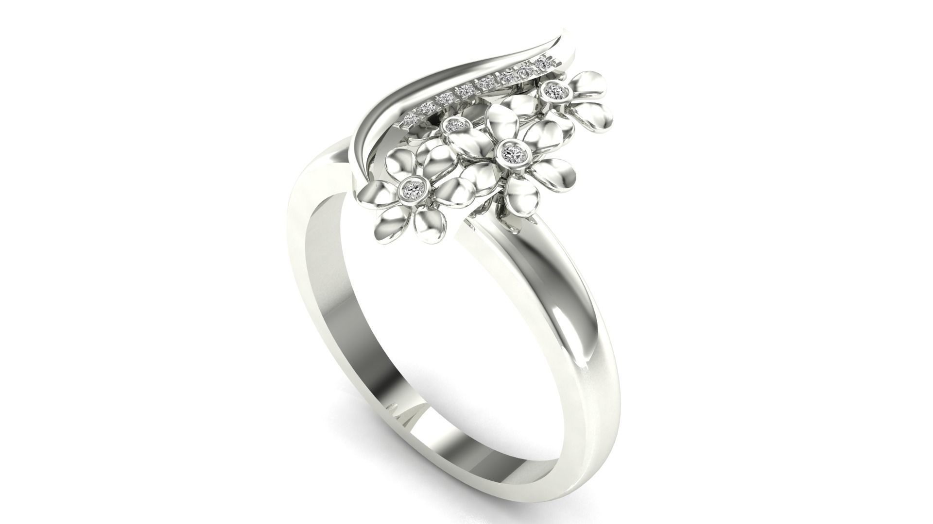 Ring-128 rose gold ring with diamonds 3D print model_4