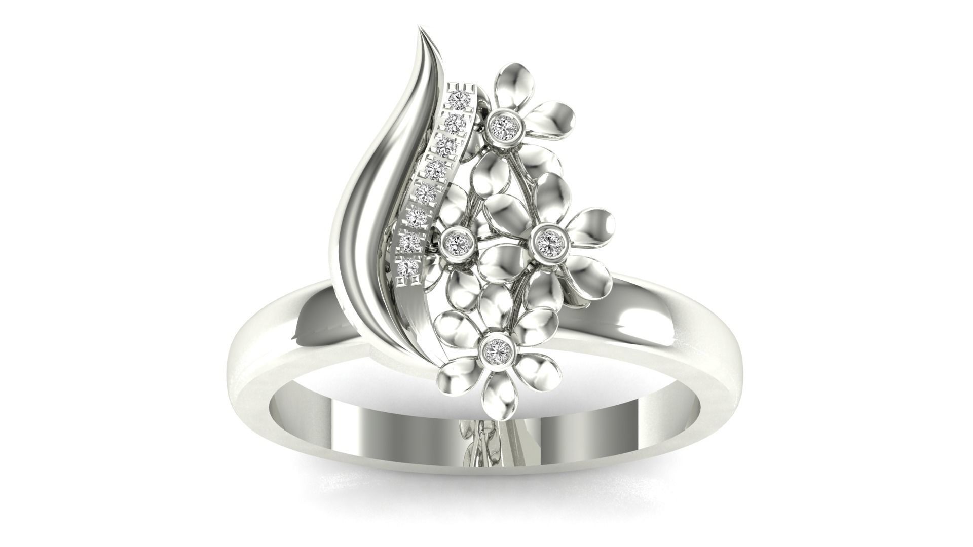 Ring-128 rose gold ring with diamonds 3D print model_21