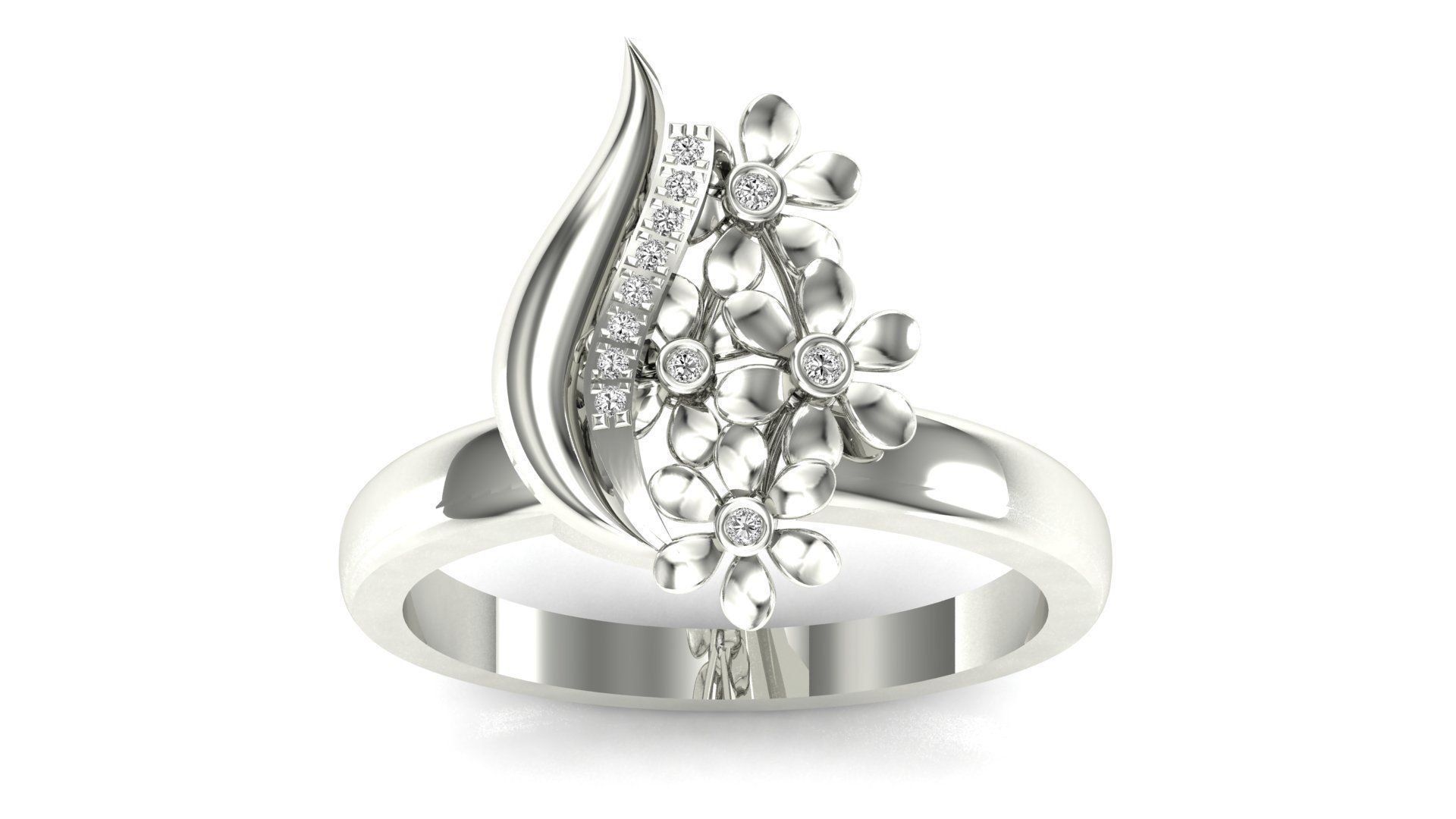 Ring-128 rose gold ring with diamonds 3D print model_20