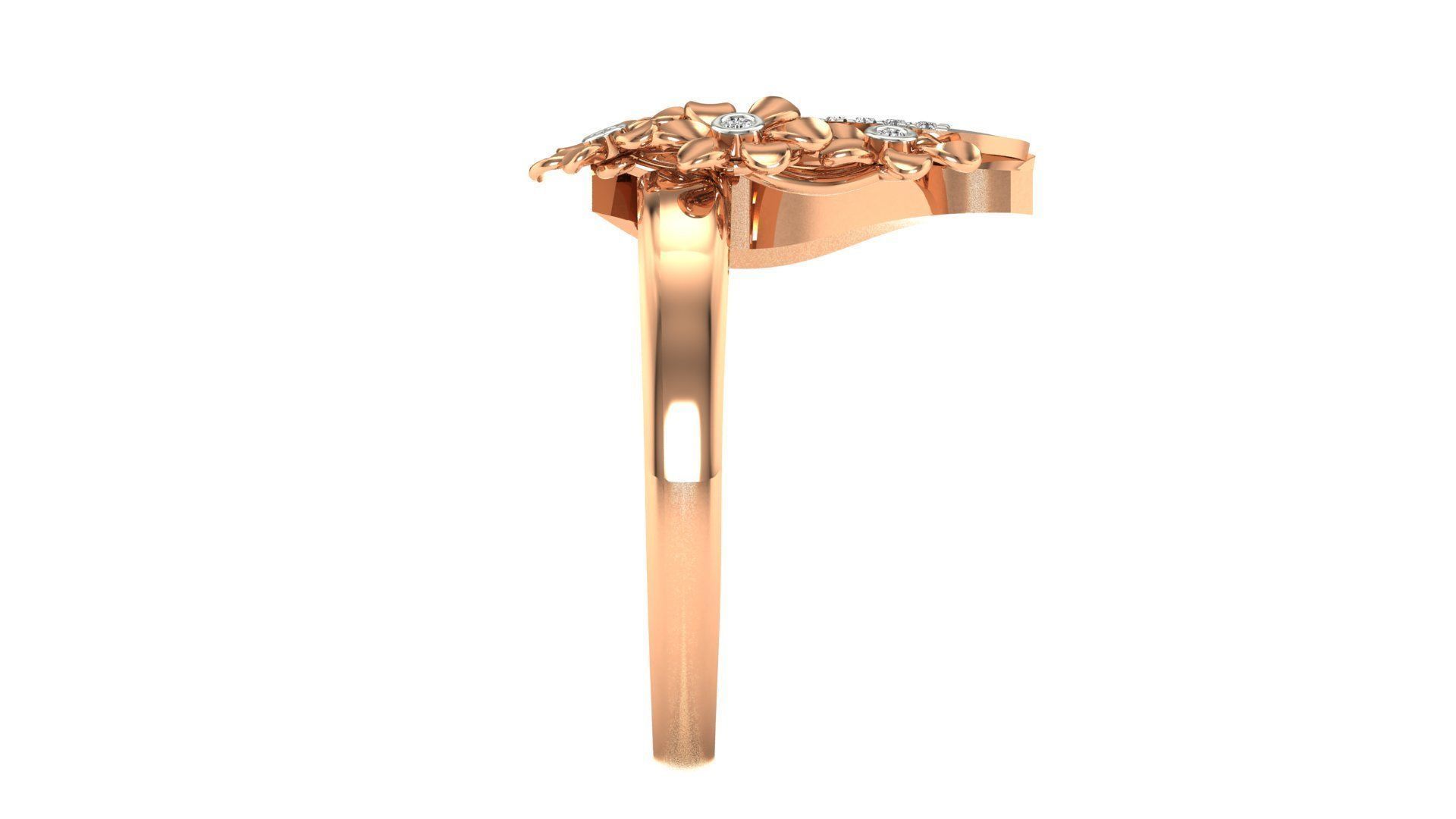 Ring-128 rose gold ring with diamonds 3D print model_12