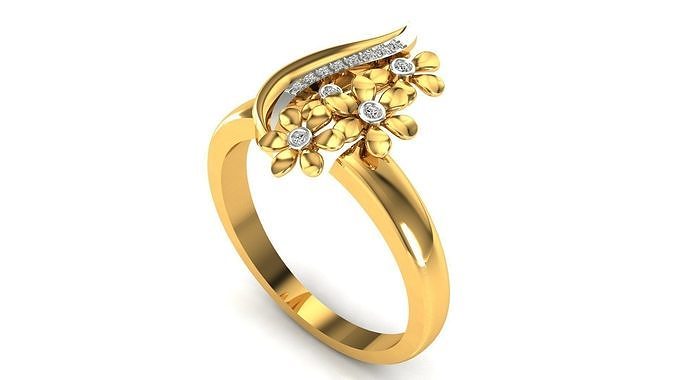 Ring-128 rose gold ring with diamonds 3D print model