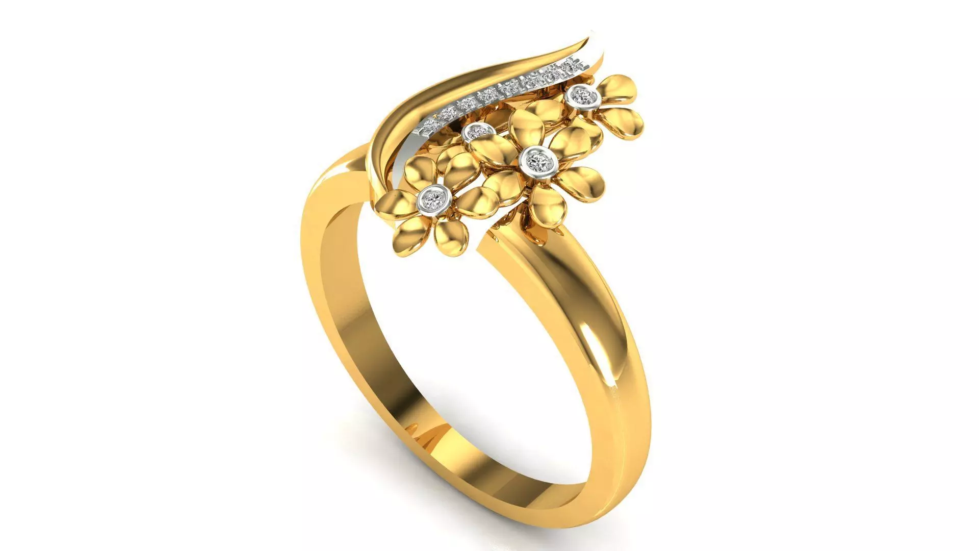 Ring-128 rose gold ring with diamonds 3D print model_0