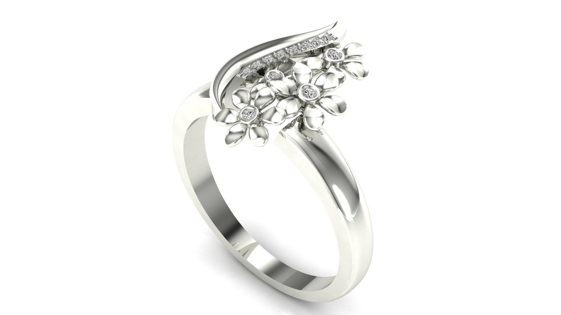 Ring-128 rose gold ring with diamonds 3D print model_3