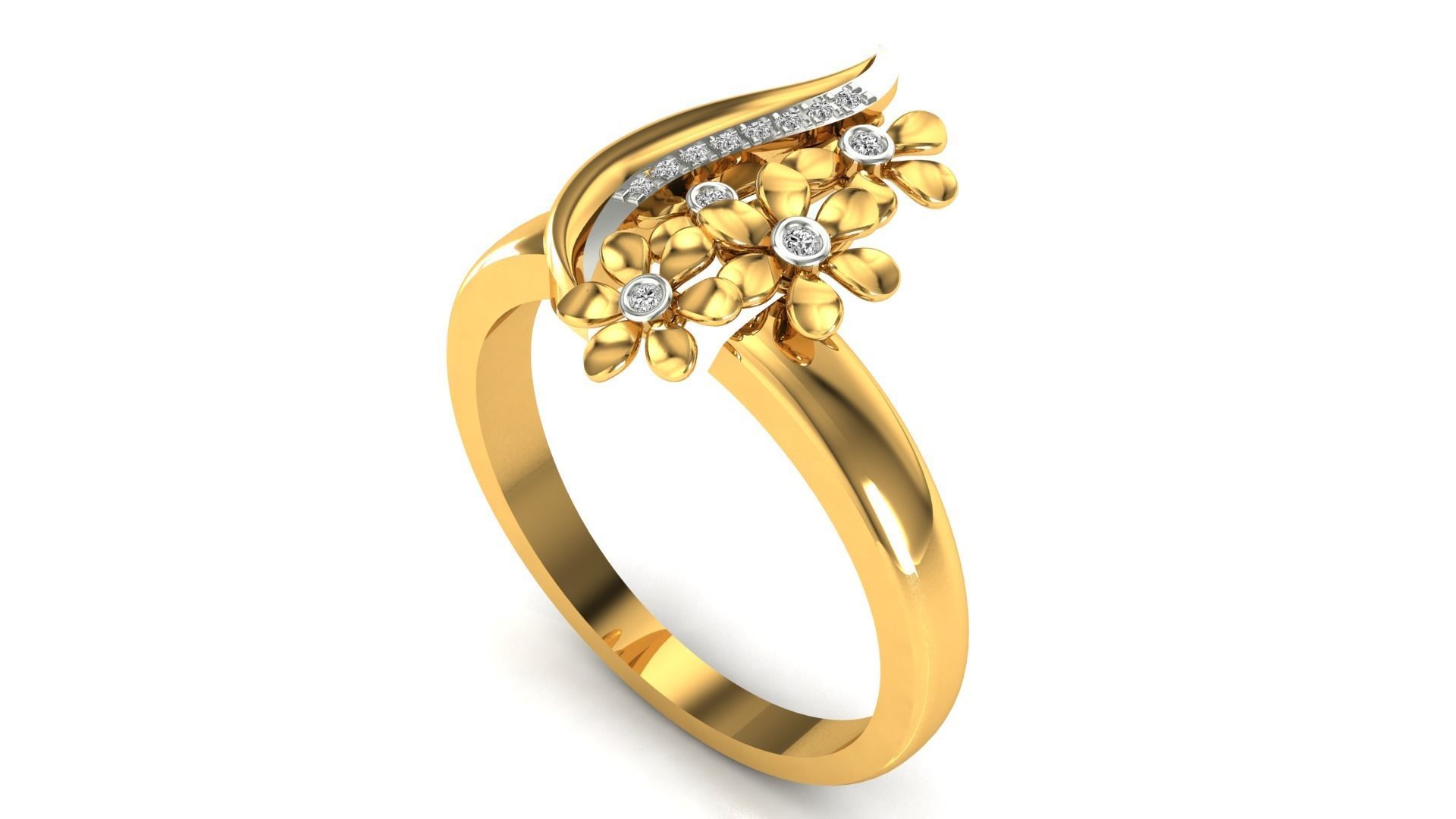 Ring-128 rose gold ring with diamonds 3D print model_5