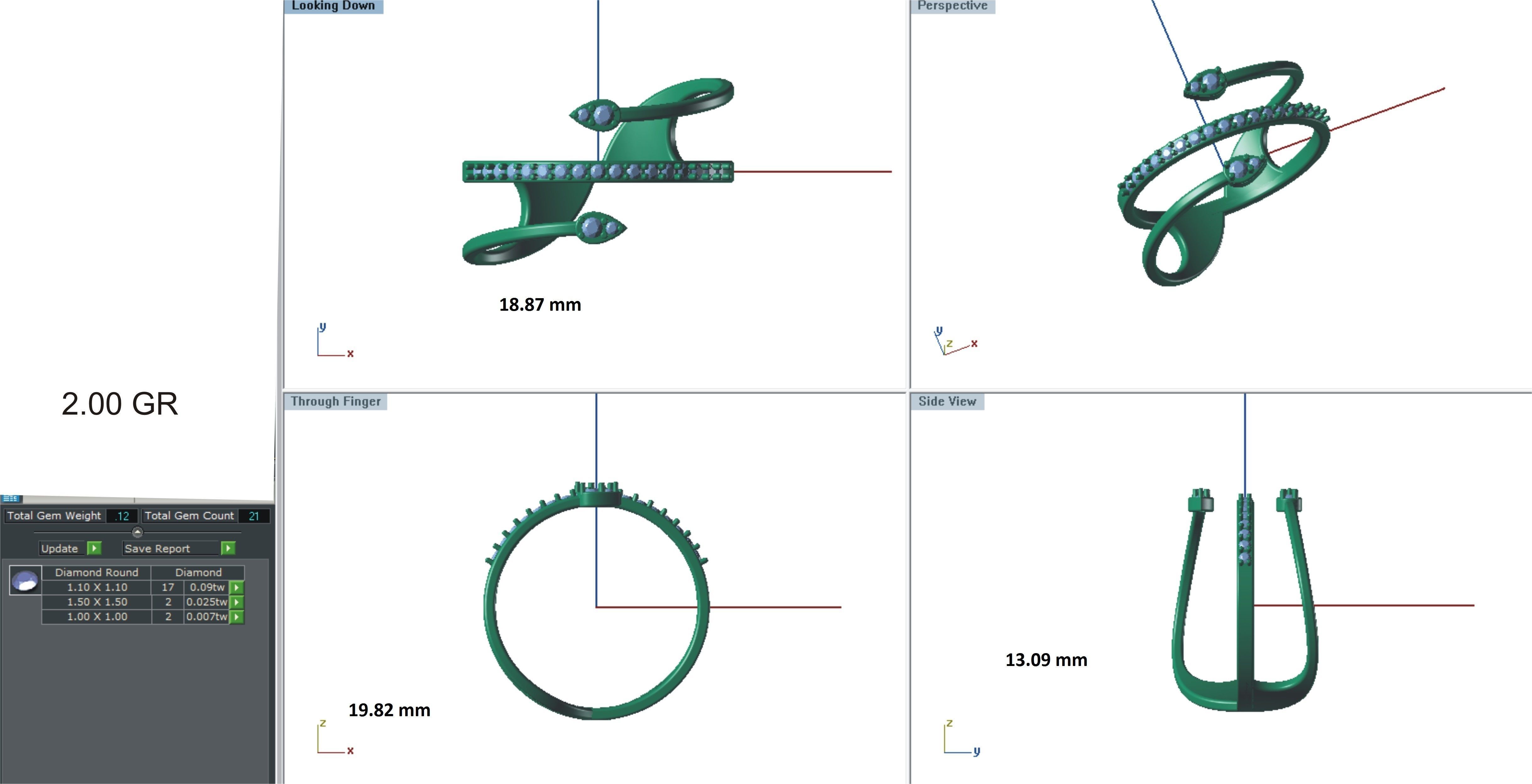 Ring-128 two diamond hoop earrings 3D print model_24