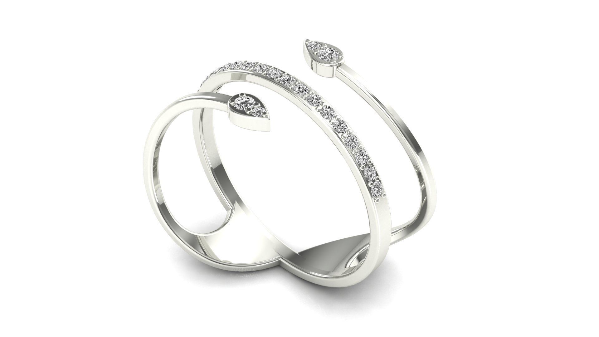 Ring-128 two diamond hoop earrings 3D print model_3